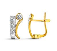 Boucled’oreille Or bicolore 18 carats, 11 mm, avec zircon cubique et anneaux