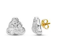 Boucled’oreille Or bicolore 18 carats de 9 mm avec zircone cubique