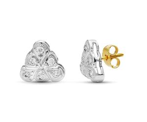 Boucled’oreille Or bicolore 18 carats de 9 mm avec zircone cubique