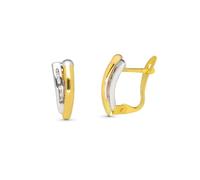 Boucled’oreille Or bicolore 9 carats, 13 mm, deux barres verticales avec zircons