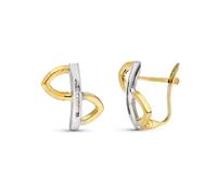 Boucled’oreille Or bicolore 9 carats de 14 mm. Formes ajourées combinées avec des zircons