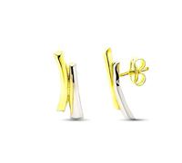 Boucled’oreille Or bicolore 9 carats, deux anneaux simples de 13 mm