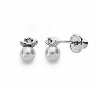 Boucled’oreille or blanc 18 carats de 3 mm 0.012ct brillant diamants. [AA1806]
