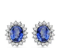 Boucled’oreille Or blanc 18 carats pour femme 14 mm. Saphir de 9 mm. 32 diamants 0,035ct.