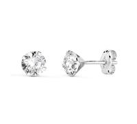 Boucled’oreille Or blanc 18 carats, zircon cubique de 5 mm et quatre griffes