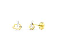 Boucled’oreille Pendentif bicolore en or 18 carats en forme d'éléphant avec zircon cubique de 6 mm