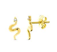 Boucled’oreille Pendentif en or 9 carats en forme de serpent, 9 mm, orné de zirconiums cubiques