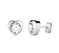 Boucled’oreille Pendentif en or blanc 18 carats en forme de cœur, 7,5 mm, orné de zirconiums cubiques