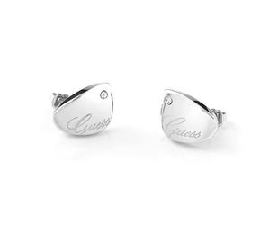 Boucled’oreille rhodium liquide Guess UBE79135 en acier inoxydable plaqué lisse logo Swarovski