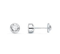 Boucled’oreille Zircone cubique ronde de 7 mm sertie sur or blanc 18 carats