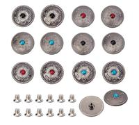 Boucles à Vis Rondes Rétro Letsinstyle 12 pièce de 25mm Boucle Décorative Conchos Badge Turquoise Synthétique Remplacement de Couture en Alliage pour Sacs à Main en Cuir Faits Main