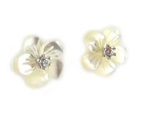 Boucles Argent ""Fleur de Sagesse"" blanc nacre