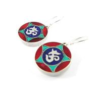 Boucles Argent ""Hatari"" corail turquoise lapis