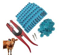 Boucles Auriculaires Pour Bovins,Étiquettes De Marquage Pour Bétail - Étiquettes numérotées 001-100 avec applicateur pour élevage bovin identification animale moutons chèvres et gestion de