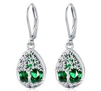 Boucles d’oreille Arbre de Vie Naissance Femme, Crochets Argent 925 | Odinstone Boucles arbre de vie, 12 x 32 mm et coffret cadeau