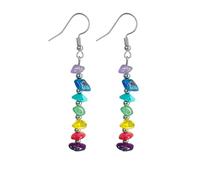 Boucles d’Oreilles 7 Chakras en Pierres Naturelles - Acier Inoxydable Hypoallergénique - Bijou Énergétique pour Femme - Fait Main, Harmonisation Émotionnelle et Spirituelle