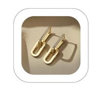 Boucles d’oreilles à clip plaqué or tendance pour les femmes chaîne déclaration pendantes boucles d’oreilles Rectangle bijoux pour les femmes mère femme saint Valentin