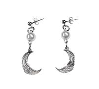 Boucles d ' oreilles à clous de punk tendance ornées de motifs de perles et de lunes fabriquées en acier pour un ajustement confortable