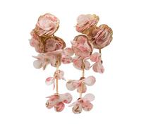 Boucles d ' oreilles à fleurs en mousseline de soie, Design, bijoux en alliage portables, usage quotidien, boucles d ' oreilles en métal permanentes, vêtements de recours