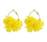 Boucles d ' oreilles à fleurs superposées sur créole | Grappes de fleurs superposées, forme de cerceau doré, fermetures métalliques à charnière, paire coordonnée