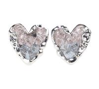 Boucles d ' oreilles à mélange intégré de cristaux sur le thème du cœur chatoyant, bijoux de mode lisses, exemplaires pour offrir autrement, boucles d ' oreilles en alliage à usage individuel