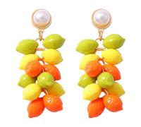 Boucles d ' oreilles à tige en perles, breloques colorées liées, matériel doré, paire légère pour des looks de vacances prêts à photographier