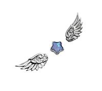 Boucles d ' oreilles adorables étoiles à cinq branches avec aile d ' ange, accessoires d ' oreille en alliage d ' acier inoxydable pour femmes et filles, boucles d ' oreilles étoile aile d ' ange
