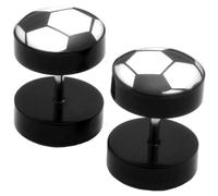Boucles d’Oreilles Ballon de Foot 10mm Barbell Haltère Vis Football Piercing Clou à Visser Sport Goujon Plug Bouchon Faux Écarteur Hypoallergénique fake tunnel balle cadeau homme femme fille garçon