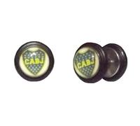 Boucles d’Oreilles Boca Juniors 8mm Barbell Feu Haltère à Vis Piercing Clou CABJ à Visser Jeu de Goujon Club Atlético Plug Bouchon Faux Écarteur Foot fake tunnel football cadeau homme femme