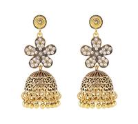Boucles d ' oreilles bohèmes uniques avec scintillants, pompons de fleurs, cloches faites à la main pour femmes, fêtes et événements