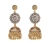 Boucles d ' oreilles bohèmes uniques avec scintillants, pompons de fleurs, cloches faites à la main pour femmes, fêtes et événements