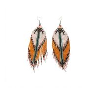 Boucles d’oreilles bohémiennes amérindiennes perlées à la main - Bijoux de cérémonie rustiques en perles et cristaux rétro