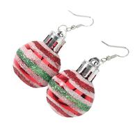 Boucles D’oreilles Boule de Noël Rouges en Plastique et Métal | Bijoux D’oreilles Fantaisie, Style Mode pour Femmes, Usage Quotidien et Fêtes de Noël
