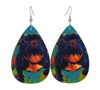 Boucles D‘Oreilles Bouvier Français Vibrant Et Fleurs Élégant Boucles D'Oreilles Pendantes En Forme Luxueux Boucle D'Oreille En Simili Cuir Pour Accessoire Fêtes Quotidien