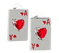 Boucles D’oreilles Carte à Jouer As Cœur Rouge en Cuivre