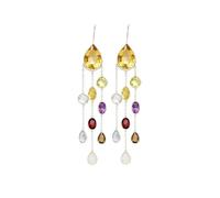 Boucles d’oreilles chandelier femme argent sterling 925 avec citrine poire et pierres fines multicolores style bohème bijoux artisanaux pendants