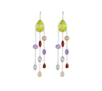 Boucles d’oreilles chandelier femme argent sterling 925 avec quartz citron poire et pierres fines multicolores style bohème bijoux artisanaux pendants