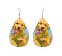Boucles D‘Oreilles Chien Mignon Tenant Une Fleur Sauvage Luxueux Boucles D'Oreilles Pendantes Pour Femme Amusantes Boucle D'Oreille Pour Fêtes Quotidien Danse