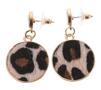 Boucles D’Oreilles Clou Rondes Léopard en Alliage, Lot de 2 | Style Vintage Ethnique, Finition Soignée, Usage Bureau et Soirée, Format Léger, pour Filles