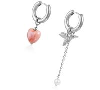 Boucles d ' oreilles coeur dépareillées en forme d ' oiseau géométrique, bijoux de styles rétro, accessoires légers et sans danger pour les allergies pour un usage quotidien