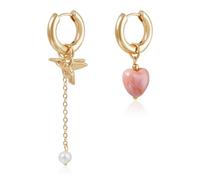 Boucles d ' oreilles coeur dépareillées en forme d ' oiseau géométrique, bijoux de styles rétro, accessoires légers et sans danger pour les allergies pour un usage quotidien