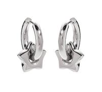 Boucles d ' oreilles créoles à breloques argentées avec | Fermeture créole à charnière, conception de breloque amovible accessible, accentué ou présentation