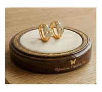 Boucles d’Oreilles - Créoles - Cœurs - Entrelacés - Plaqué Or Jaune 750/1000 - 16 mm - Femme