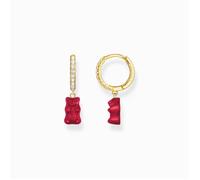 Boucles d’oreilles créoles simples avec pendentif ours en or rouge et pierres plaquées or