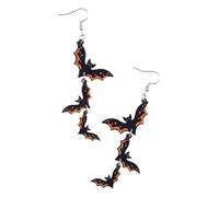 Boucles d ' oreilles d ' Halloween | Paire de pendentifs à trois chauves-souris avec forme arrière à crochet pour déguisement et scènes photo