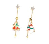 Boucles d ' oreilles de Noël en alliage étincelant avec, design asymétrique, bijoux de vacances pour femmes, coffret avec pompons du Père Noël pour femmes