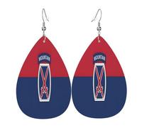 Boucles D‘Oreilles Drapeau De La 10E Division De Montagne De L'Armée Américaine Amusantes Boucles D'Oreilles Pendantes En Forme Vintage Boucle D’Oreille En Cuir Pour Décorations Femme