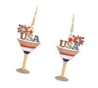 Boucles d ' oreilles du jour de l ' indépendance, bijoux d ' oreille confortables, pendentif, Texture en alliage, parfait pour offrir en ou pour un usage personnel, courbure patriotique