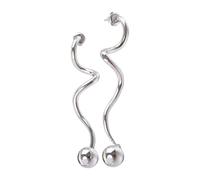 Boucles d ' oreilles élégantes à tiges spirales perlées de, Silver