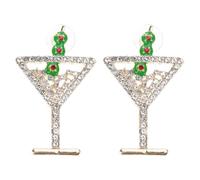 Boucles d ' oreilles élégantes combinant des trèfles et un verre à vin, inspirant des diamants, embellies, Styles festifs, boucles d ' oreilles en métal